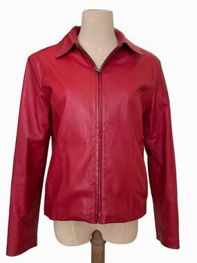 Red Ecuadorian Artisan Zip Vintage Fitted Leather Jacket